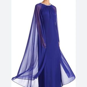 R&M Richard’s Elegant Blue Evening Gown with Cape Sheath size 8 NEW